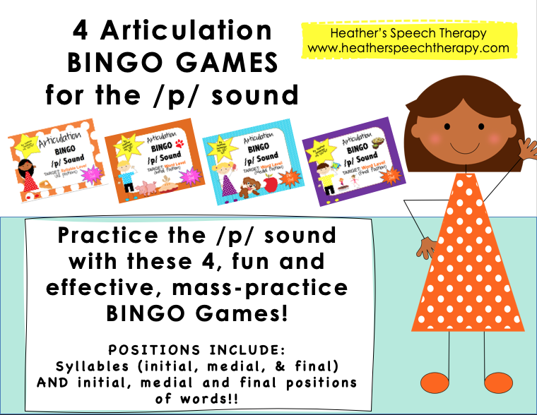 Articulation /p/ sound BINGO Game for Speech Therapy!